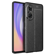 Elegantna gel maska Elite Guard s teksturom kože i zaštitom rubova za Honor 50 SE - obsidian black
