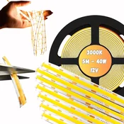 LED trak COB 12V 5M 40W rolice NEON trak topla linija 800lm/m 8W/m močan