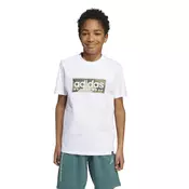 Adidas Majica zd decake B Camo Lin JX6871, Okrugli izrez, Bela