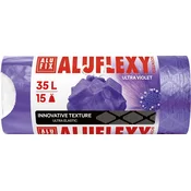 Vrečke za smeti, zložljive, LDPE, parfumirane, 35 l, 15 kosov, 53x53 cm, 20 µ, ALUFIX Aluflexy, vijolične, 15 kosov