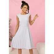 311-20 LILA Pleated dress with short sleeves and belt - gray