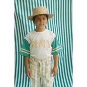 Otroška bombažna kratka majica Tinycottons STRIPES LOGO TEE
