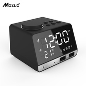 Generic Budilka, radio zvočnik z uro z dvojnim dremežem, USB polnilna vrata, Aux Tf Play, termometer, veliko ogledalo, LED, možnost zatemnitve, (21125800)