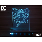Black Cut 3D Lampa Vila Svetlo plava