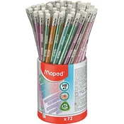 Grafitna olovka s gumicom, futrola za olovke, HB, trokutasta, MAPED BlackPeps Glitter Deco, miješane pastelne boje 851805