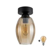 BRILAGI - LED stropna svetilka R GLASS 1xE27/60W/230V premer 17 cm črna/dimno bež