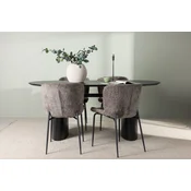 Venture Design Jedilna miza in stol komplet Isolde jedilna miza in Modesto stoli 180x90x75 cm črna siva