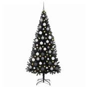 Božicno drvce s 300 LED svjetlima s stalakom Crna 180 cm PVC