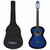 vidaXL Klasična kitara za začetnike s torbo modra 4/4 39”
