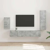 Set TV komoda Zidne 4 pcs Betonski sivi Konstruirano drvo
