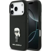 Karl Lagerfeld Liquid Silicone Metal Ikonik Zadnji Pokrov za iPhone 17 Pro Black