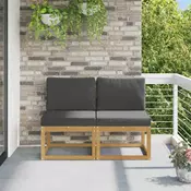 2 Komad Srednja sofa za van Cvrsto drvo akacije Bijela