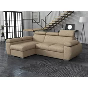 Kutna garnitura Columbus 132 (Aragon 14) Svijetlo smeda, Funzione di sonnoPodrucje za spavanje, Scatola da lettoKutija za posteljinu, 255x170x85cm