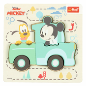 Trefl Sestavljanka z leseno podlago Mickey in prijatelji zeleni avto