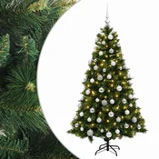 Vidaxl Umetna božična jelka z bučko 240 cm 300 LED Toplo bela