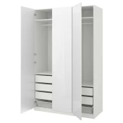 PAX / FARDAL Garderober, bela/v. sjaj bela, 150x60x236 cm