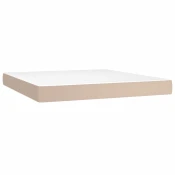 Vidaxl Vzmetnica z žepkasto vzmetjo kapučino 160x200x20 cm um. usnje
