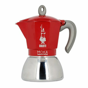 Talijanska Moka za Kavu Bialetti Moka Induction Crna Crvena Metal Nehrdajuci Celik Aluminij 300 ml 6 Šalice