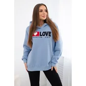 Cotton insulated hoodie in blue