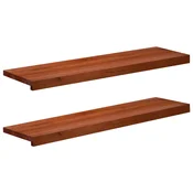 vidaXL Stopnice 2 kos 90 x 25 x 2 cm Rjava Trda bukovina