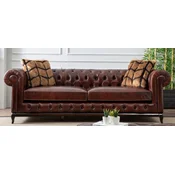 Casa Padrino luxury Chesterfield faux leather sofa dark brown 235 x 90 x H. 75 cm - Living room sofa - Living room furniture - Luxury furniture - Luxury living room furnishings
