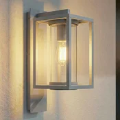 Zunanja stenska svetilka Lucande Ferda, okov spodaj, svetlo siva, IP44 - Sodobni - Aluminij