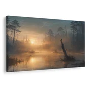 Slika megleno jutro nad jezerom - 150x100