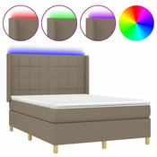 Krevet box spring s madracem LED smedesivi 140x190 cm tkanina