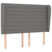 Vidaxl Vzglavje z ušesi temno sivo 147x23x118/128 cm blago