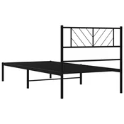 shumee vidaXL Kovinski posteljni okvir z vzglavjem črne barve 75x190 cm