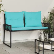 vidaXL vidaXL Zunanja klop z blazino 4 pcs Črna in turkizna poli ratan, (5000273054)