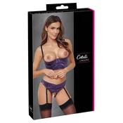 Cottelli LINGERIE Satin Quarter Cup Bra & Open Suspender Thong Purple 75B OCN118A