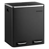 SONGMICS Kuhinjski koš, jeklen koš za odpadke 2 x 15 l, stopničast koš z notranjimi vedri in ročaji, mehko zapiranje, absorber vonjav, črn LTB30BK, (21157974)