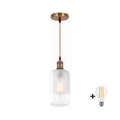 BRILAGI - LED luster na sajli RETRO GLASS 1xE27/60W/230V precnik 14 cm zlatna/bela