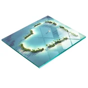 shumee Trpežna in elegantna steklena tabla z vzorcem otoka v obliki srca 60x52 cm