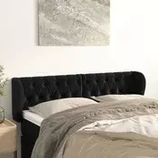 Vidaxl vidaXL Vzglavnik s krilci, črn 147x23x78/88 cm, žamet