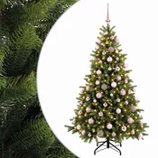 Vidaxl Umetna božična jelka z bučko 210 cm 300 LED Toplo bela