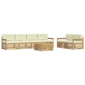 Set vanjskih sofa s jastukom 7 pcs Bijela i krem Poliester