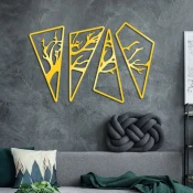 Wallity Zidna dekoracija Bough Quad G, 59 x 91 cm, Zlatne boje