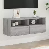 Zidni TV ormaric siva boja hrasta 80x30x30 cm konstruirano drvo