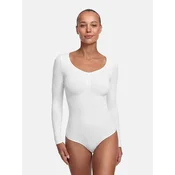 cfab Oblikovanje postave Bodysuit Sculpting Shapewear Longsleeve mit String bela