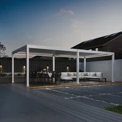 Bioklimatska pergola Antares Samostoječa, 4 x 8, Bela, Električni motor in LED luči