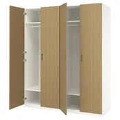 PAX/TONSTAD Garderobni sestav, bela/hrastov furnir, 200x60x236 cm