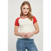 Womens Organic Stretch Short Retro Baseball T-Shirt White Sand/Huge