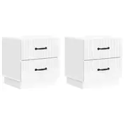 vidaXL Nočna omarica 2 pcs Bela visok sijaj 43 x 34,5 x 44,5 cm