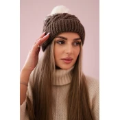 marka niezdefiniowana Cap with fleece Ilona K218 cappuccino+ecru