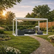 Bioklimatska pergola Ancora — Električni/3 x 5 m/Bela/Samostoječa