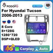 Podofo 8 128G Android 10.0 Car Radio Stereo Carplay GPS Navigation DSP Car Player 10.1” For Hyundai Tucson 2006-2013