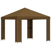 Vidaxl Paviljon 3 x 3 m Taupe Poliester in jeklo 190 gsm