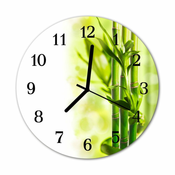 tulup.si Steklena okrogla ura Bamboo fi 30 cm